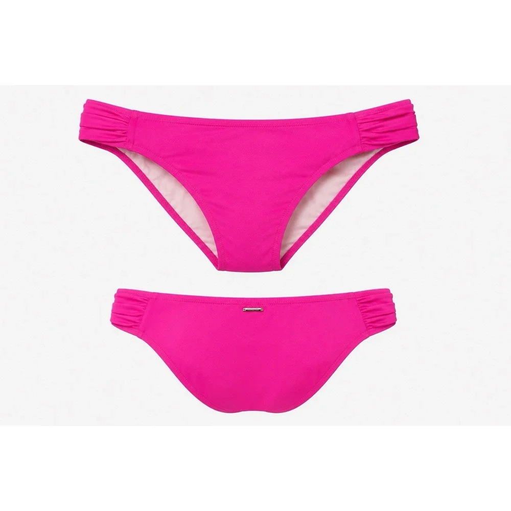 Victoria's Secret Pink Bikini Bottom Womens Large Hot Pink Ruched Side Swimwear